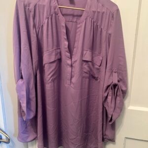 Harper Georgette lavender 3/4 Sleeve Blouse 4X